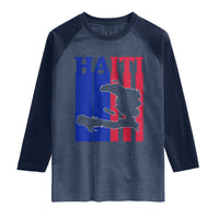 Vintage Retro Map of Haiti Raglan Shirt Haitian Heritage Pride Travel Souvenir