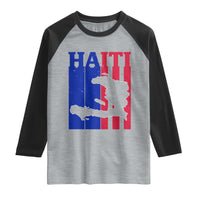 Vintage Retro Map of Haiti Raglan Shirt Haitian Heritage Pride Travel Souvenir