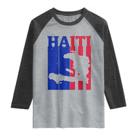 Vintage Retro Map of Haiti Raglan Shirt Haitian Heritage Pride Travel Souvenir