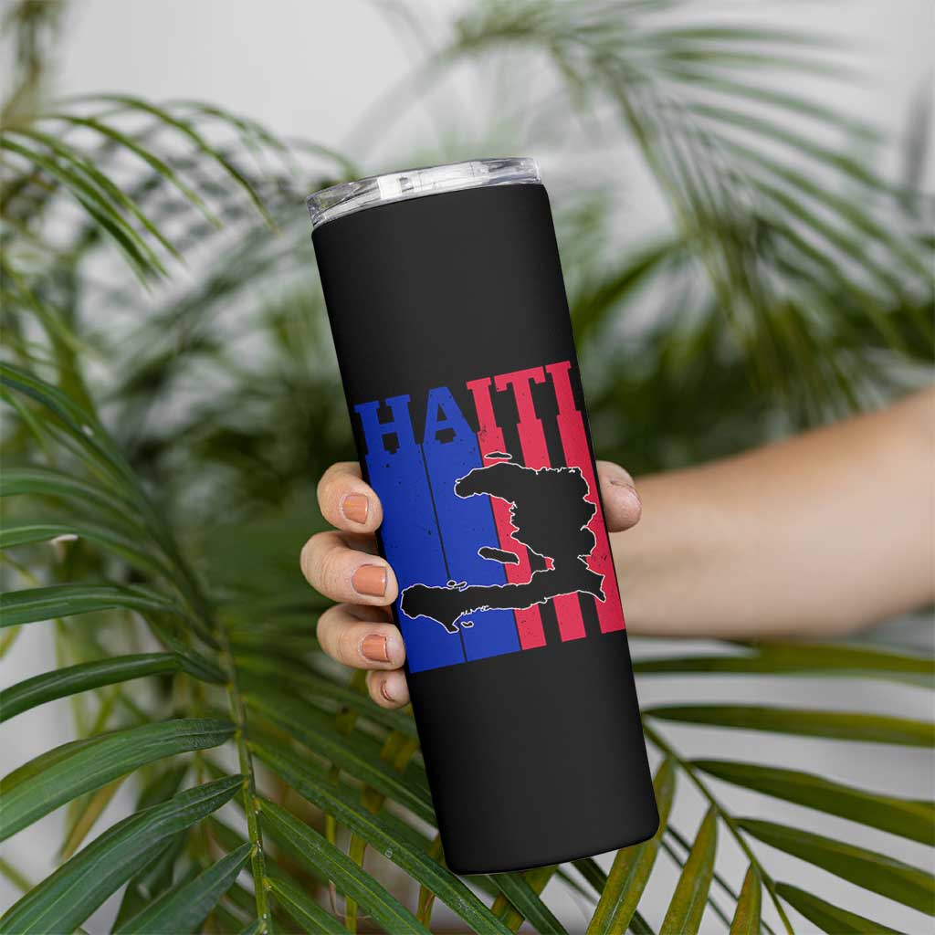 Vintage Retro Map of Haiti Skinny Tumbler Haitian Heritage Pride Travel Souvenir