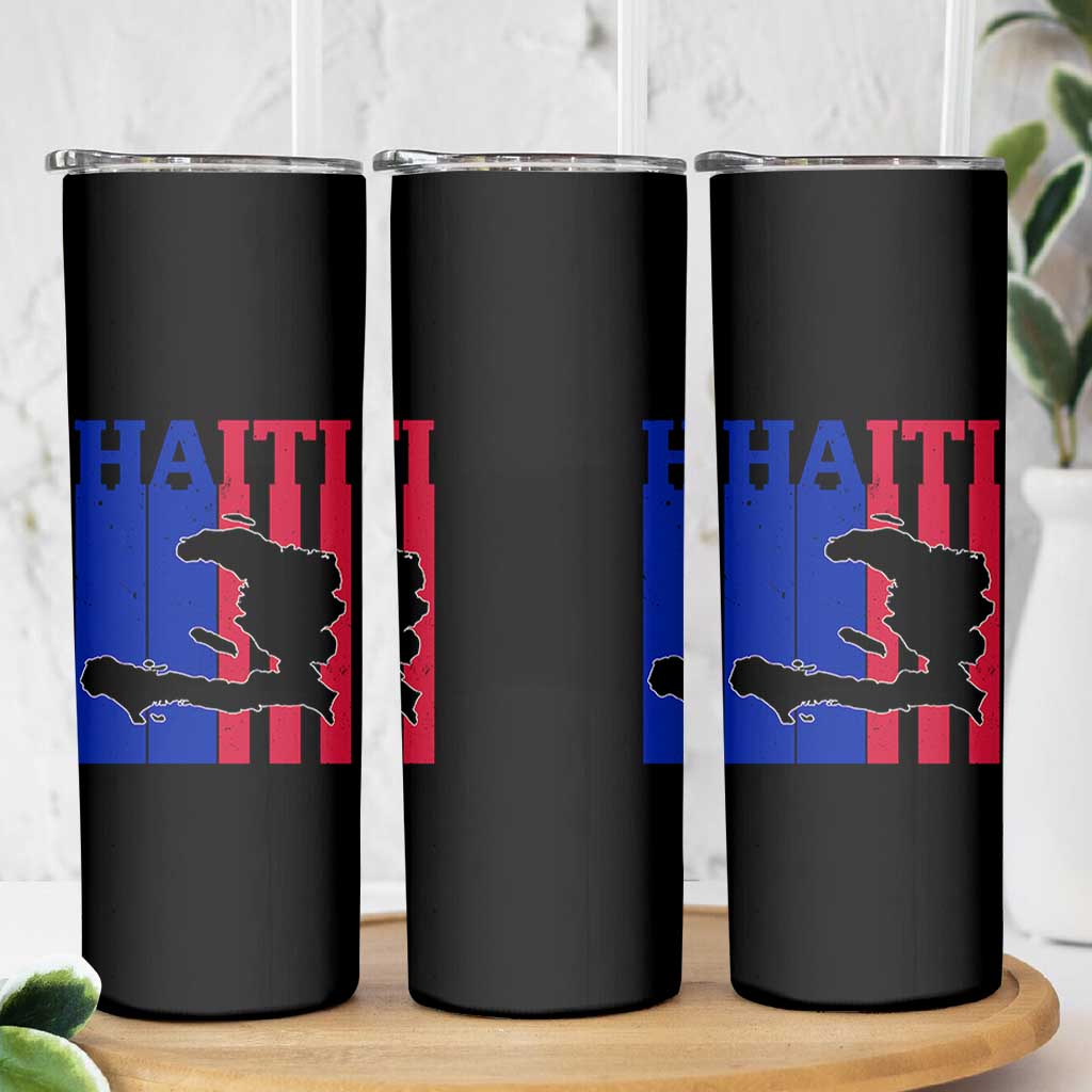 Vintage Retro Map of Haiti Skinny Tumbler Haitian Heritage Pride Travel Souvenir