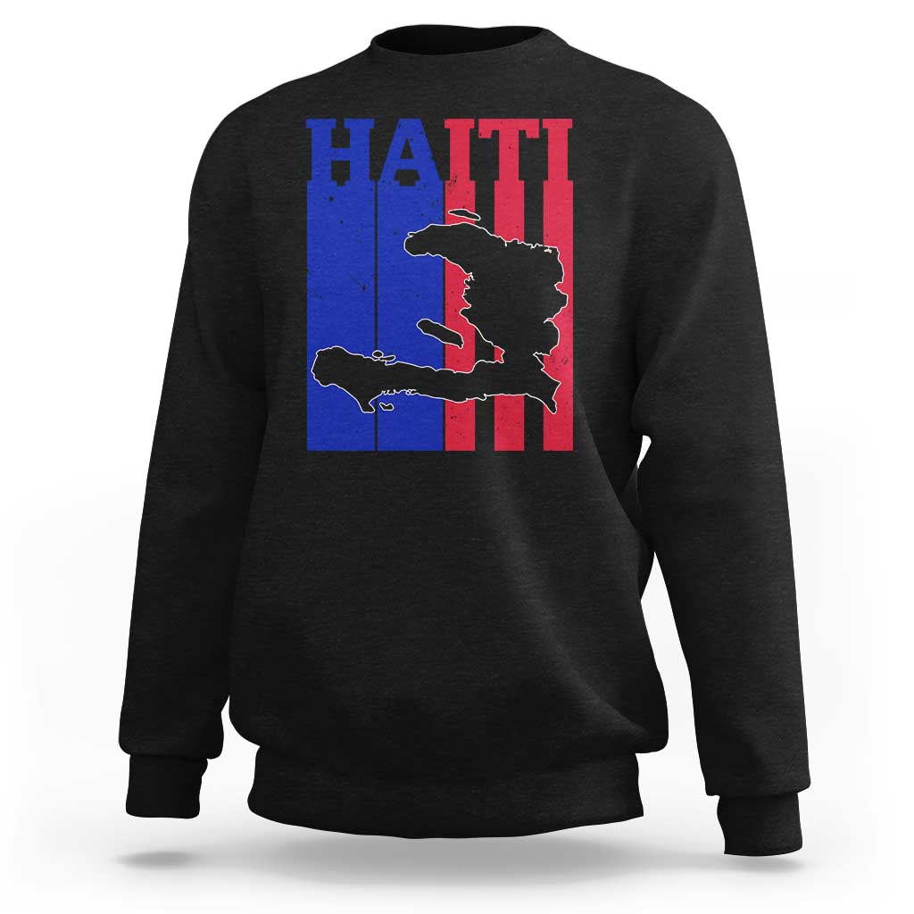 Vintage Retro Map of Haiti Sweatshirt Haitian Heritage Pride Travel Souvenir