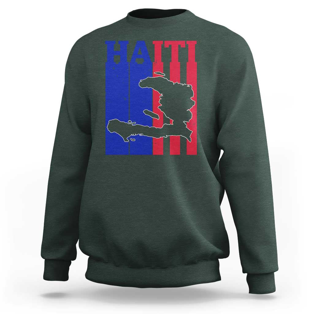 Vintage Retro Map of Haiti Sweatshirt Haitian Heritage Pride Travel Souvenir