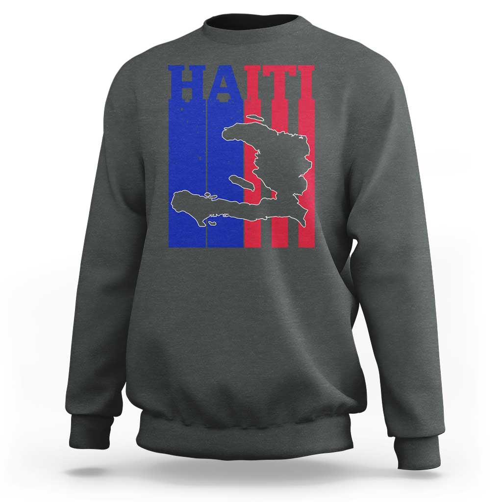 Vintage Retro Map of Haiti Sweatshirt Haitian Heritage Pride Travel Souvenir