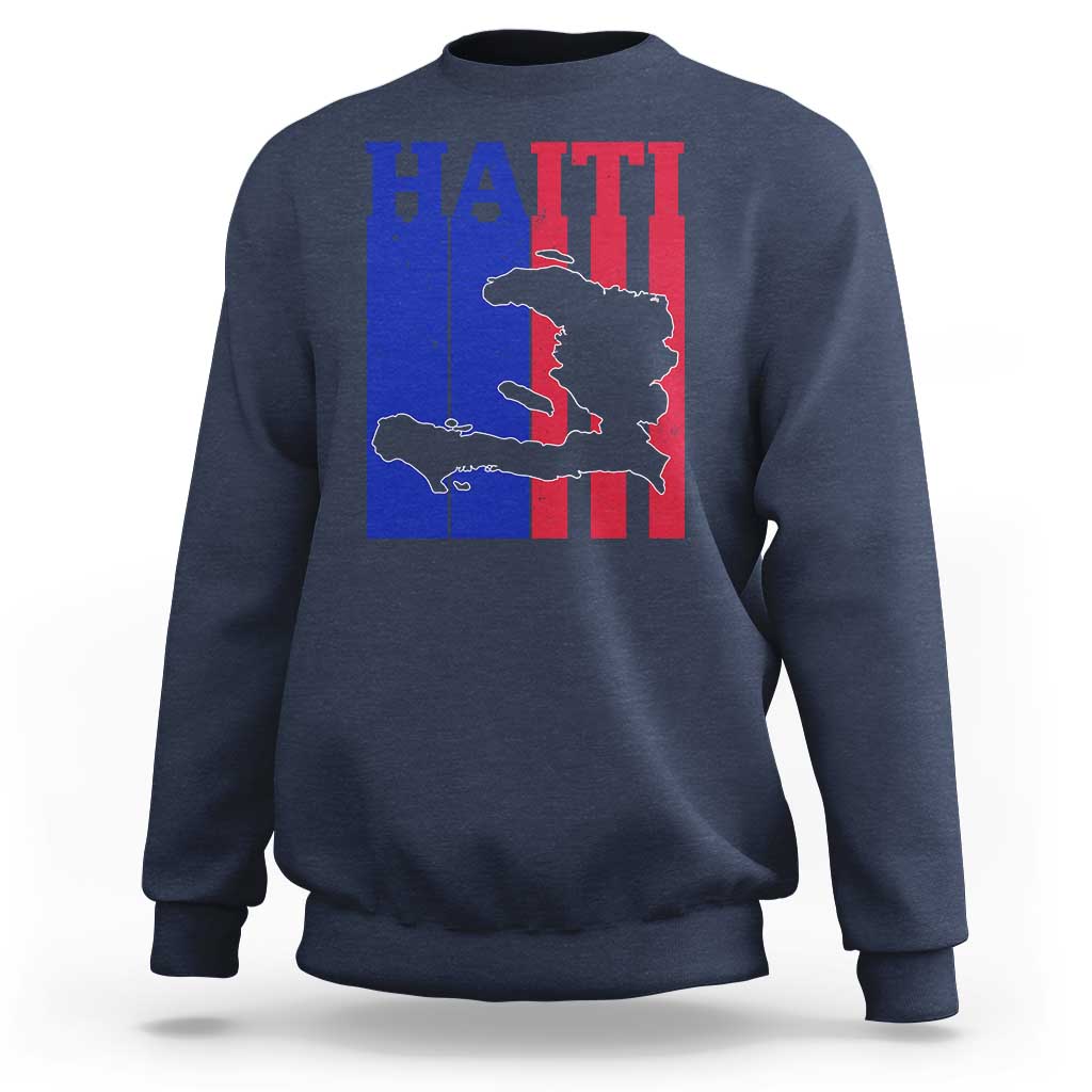 Vintage Retro Map of Haiti Sweatshirt Haitian Heritage Pride Travel Souvenir