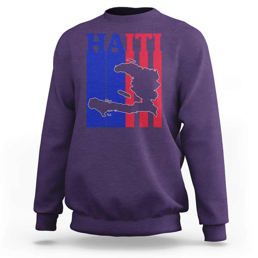 Vintage Retro Map of Haiti Sweatshirt Haitian Heritage Pride Travel Souvenir
