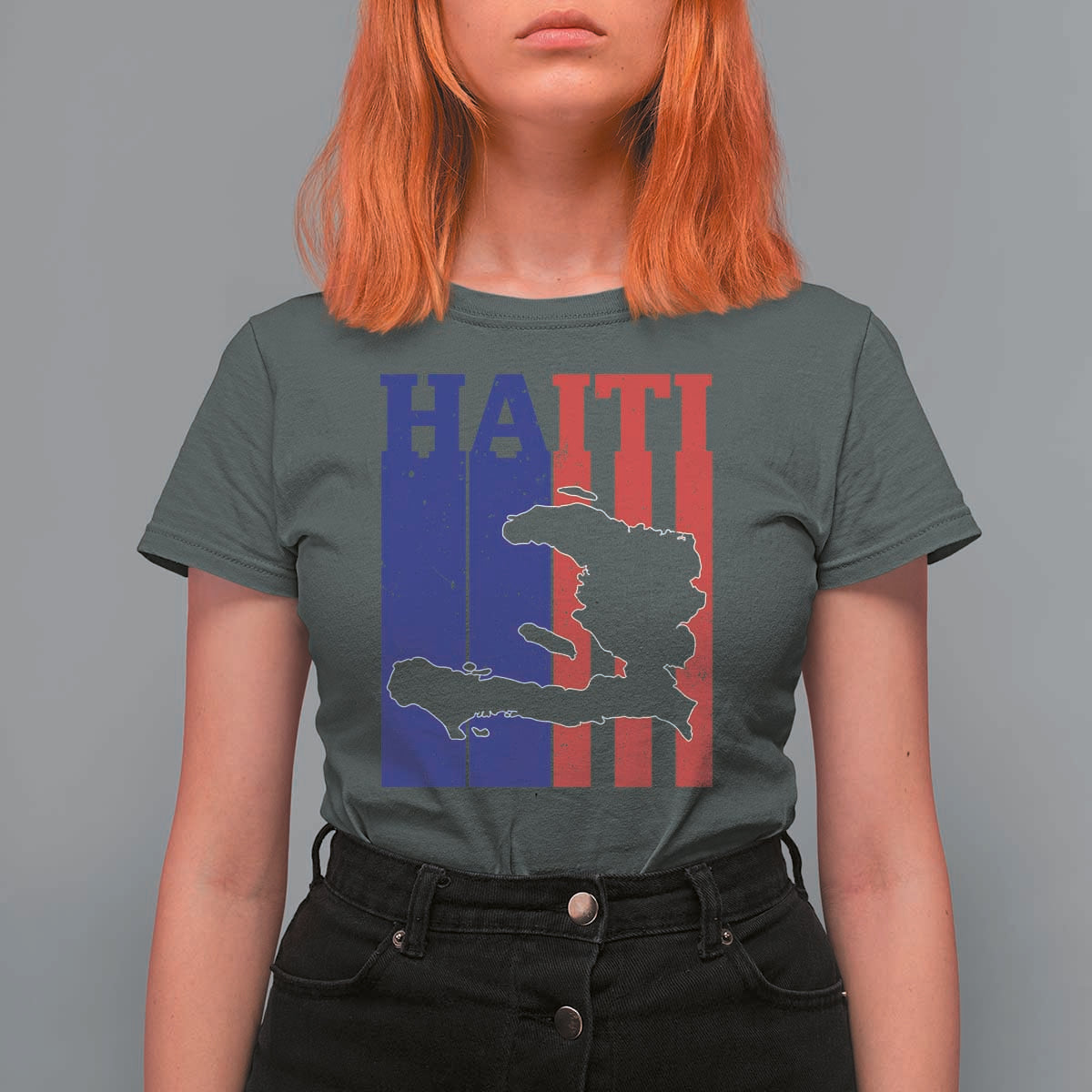 Vintage Retro Map of Haiti T Shirt For Women Haitian Heritage Pride Travel Souvenir
