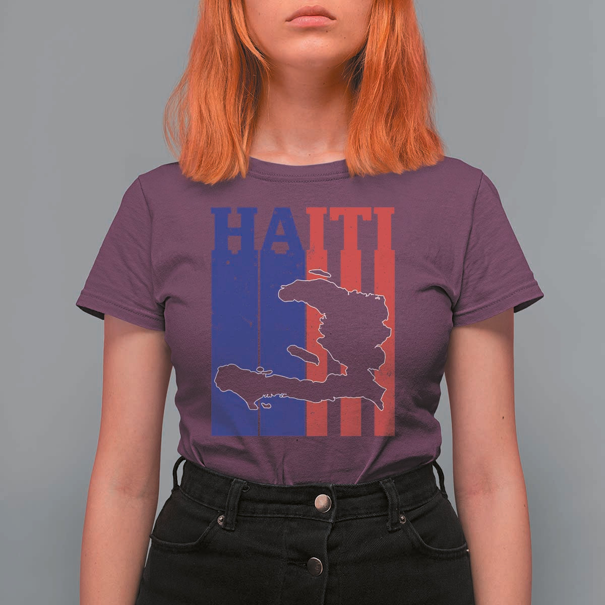 Vintage Retro Map of Haiti T Shirt For Women Haitian Heritage Pride Travel Souvenir
