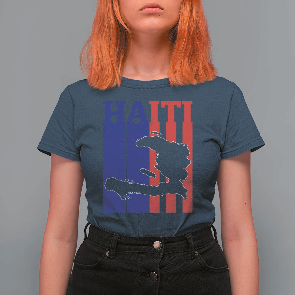 Vintage Retro Map of Haiti T Shirt For Women Haitian Heritage Pride Travel Souvenir