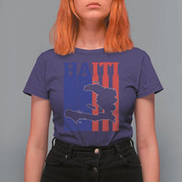 Vintage Retro Map of Haiti T Shirt For Women Haitian Heritage Pride Travel Souvenir