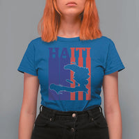 Vintage Retro Map of Haiti T Shirt For Women Haitian Heritage Pride Travel Souvenir