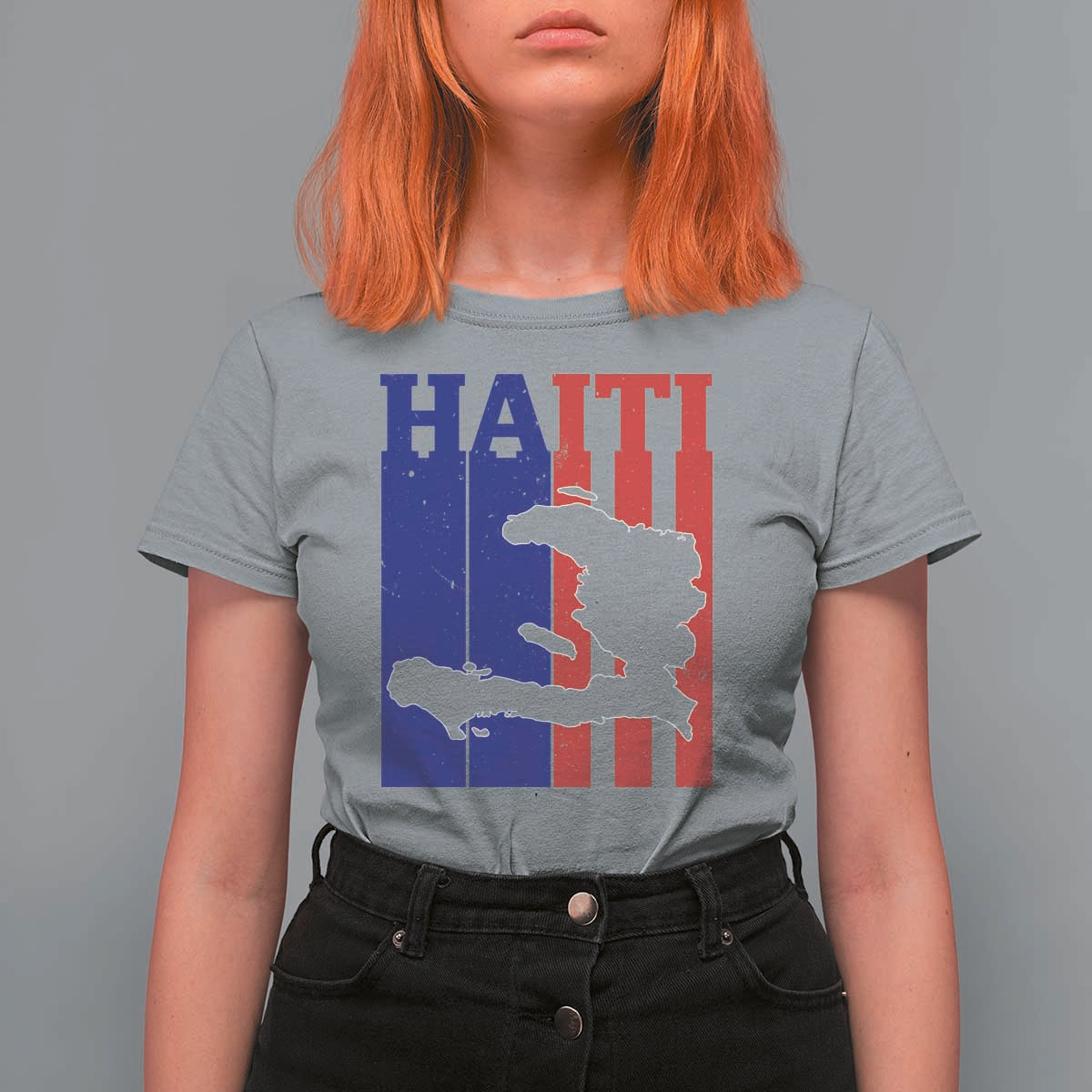 Vintage Retro Map of Haiti T Shirt For Women Haitian Heritage Pride Travel Souvenir