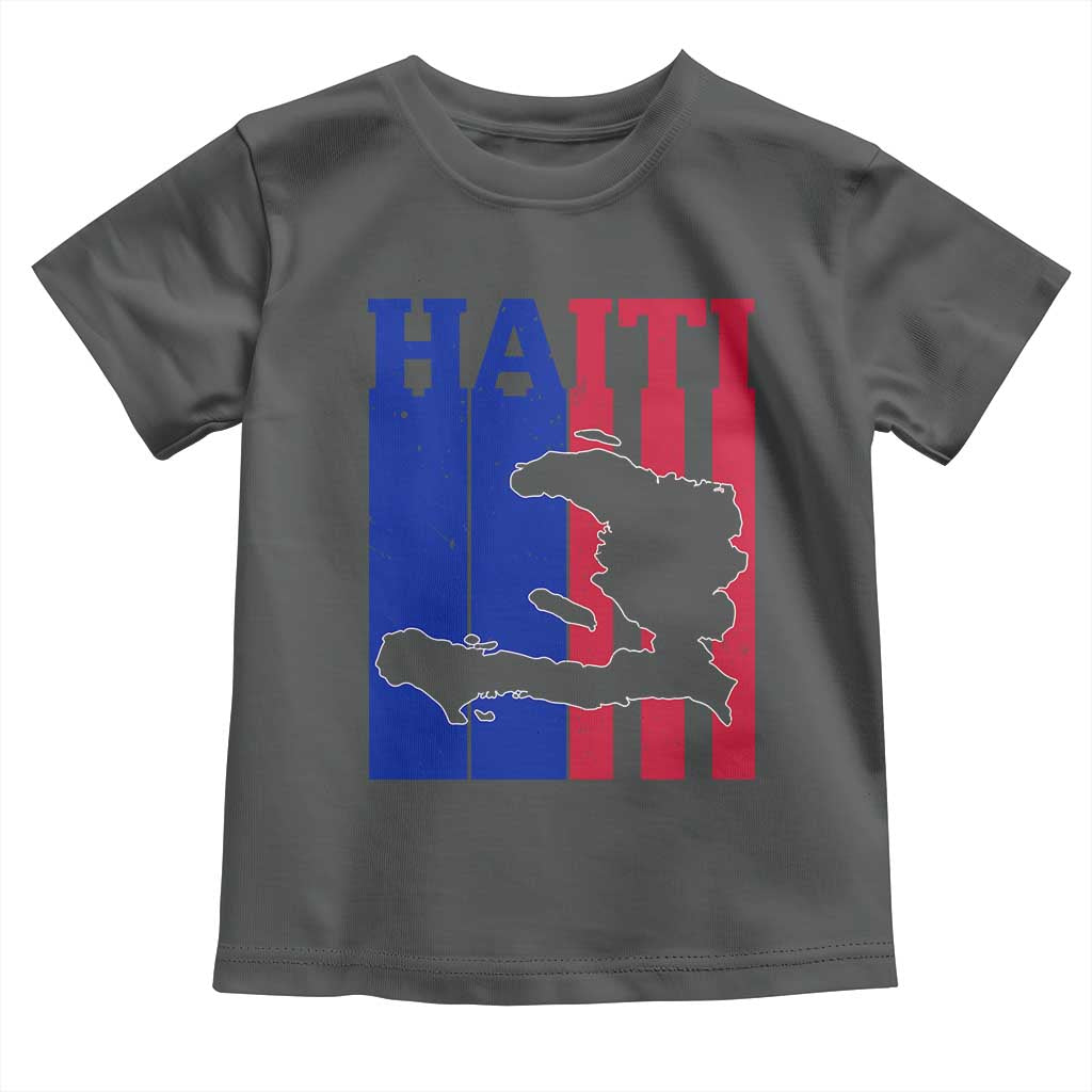 Vintage Retro Map of Haiti Toddler T Shirt Haitian Heritage Pride Travel Souvenir