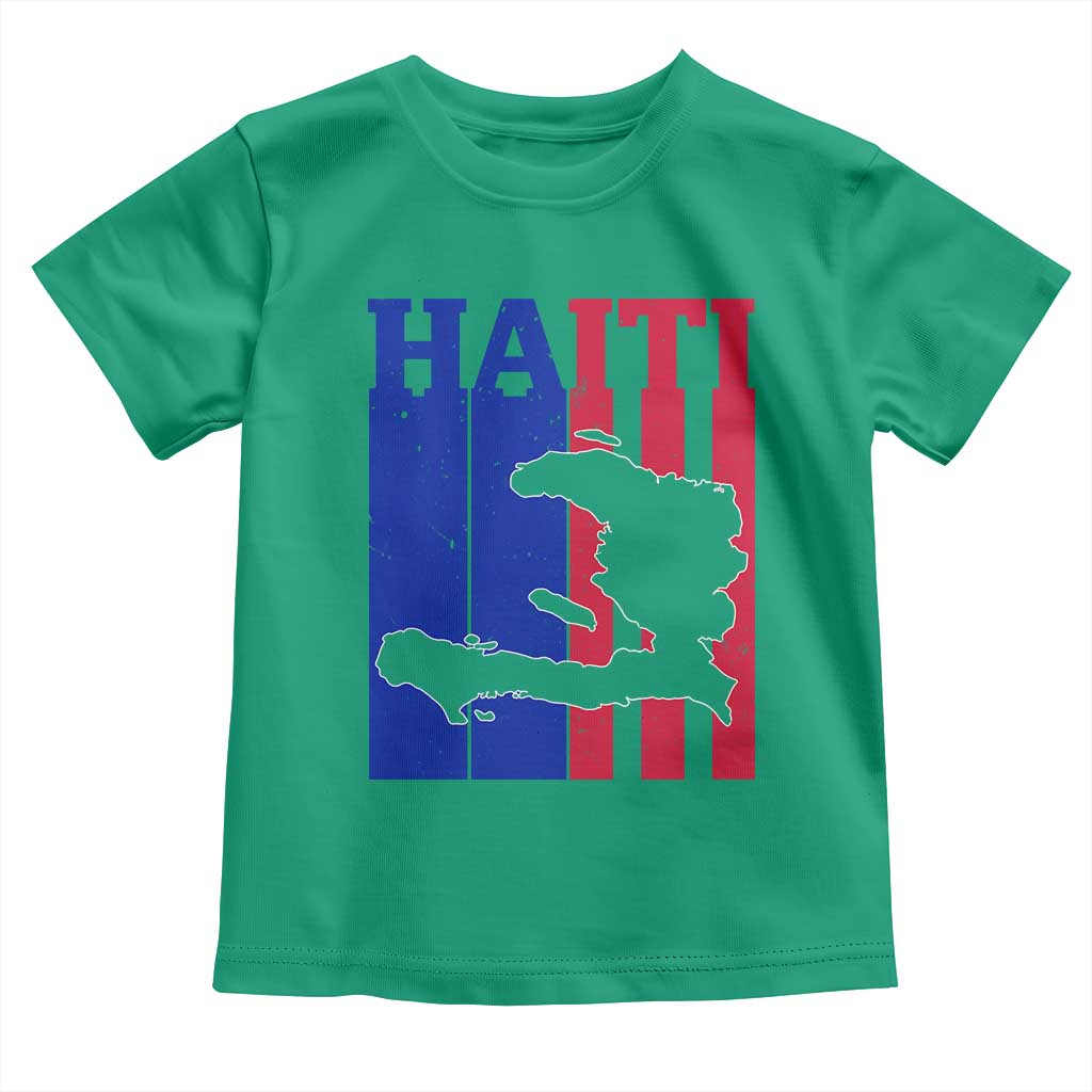 Vintage Retro Map of Haiti Toddler T Shirt Haitian Heritage Pride Travel Souvenir