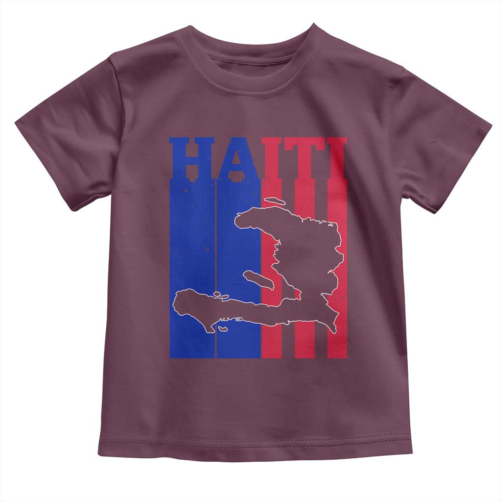 Vintage Retro Map of Haiti Toddler T Shirt Haitian Heritage Pride Travel Souvenir