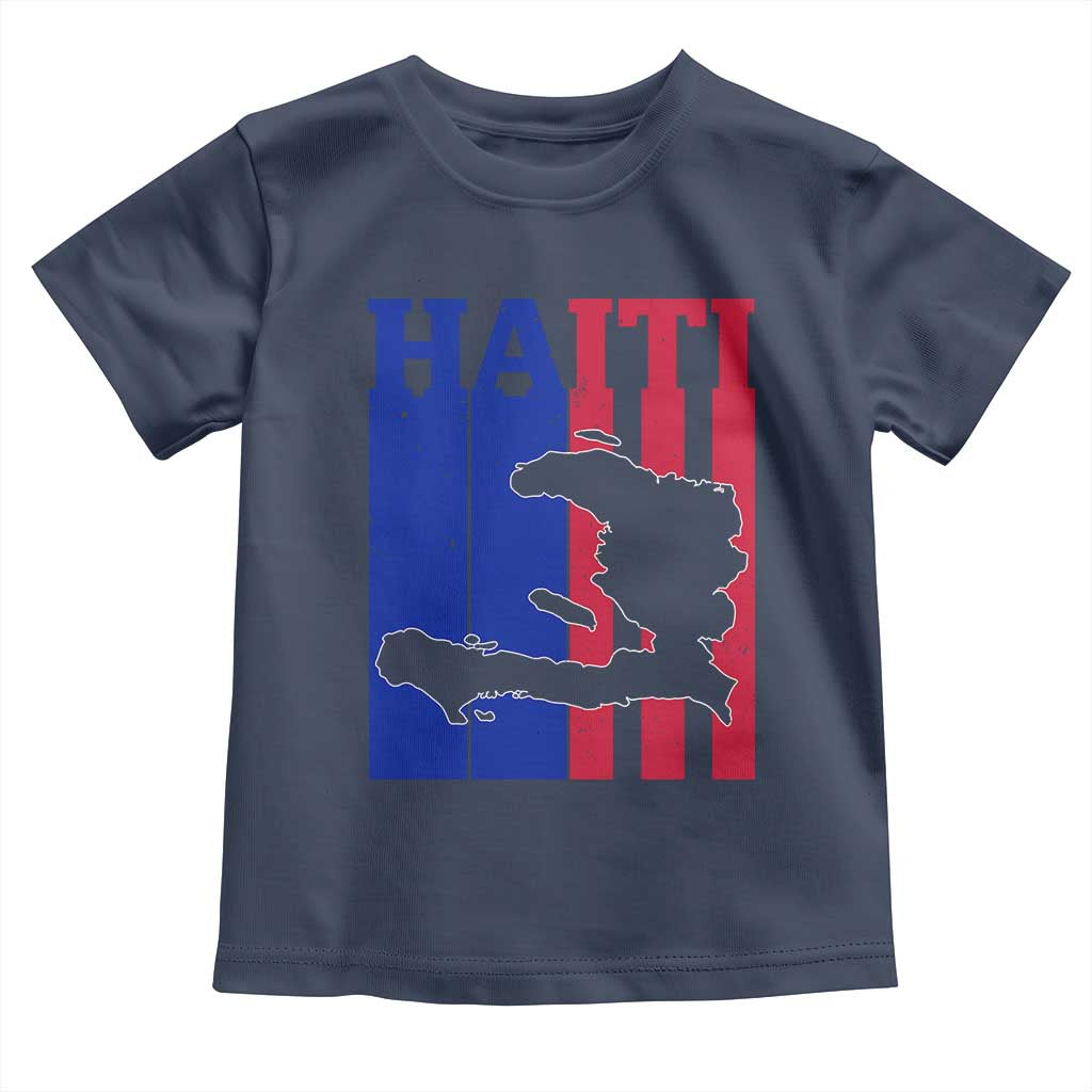 Vintage Retro Map of Haiti Toddler T Shirt Haitian Heritage Pride Travel Souvenir