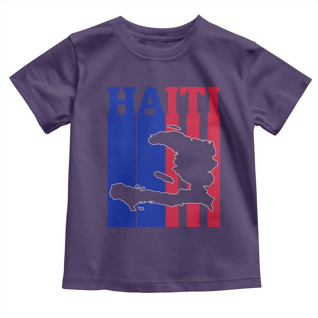 Vintage Retro Map of Haiti Toddler T Shirt Haitian Heritage Pride Travel Souvenir