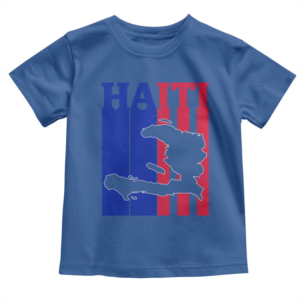 Vintage Retro Map of Haiti Toddler T Shirt Haitian Heritage Pride Travel Souvenir