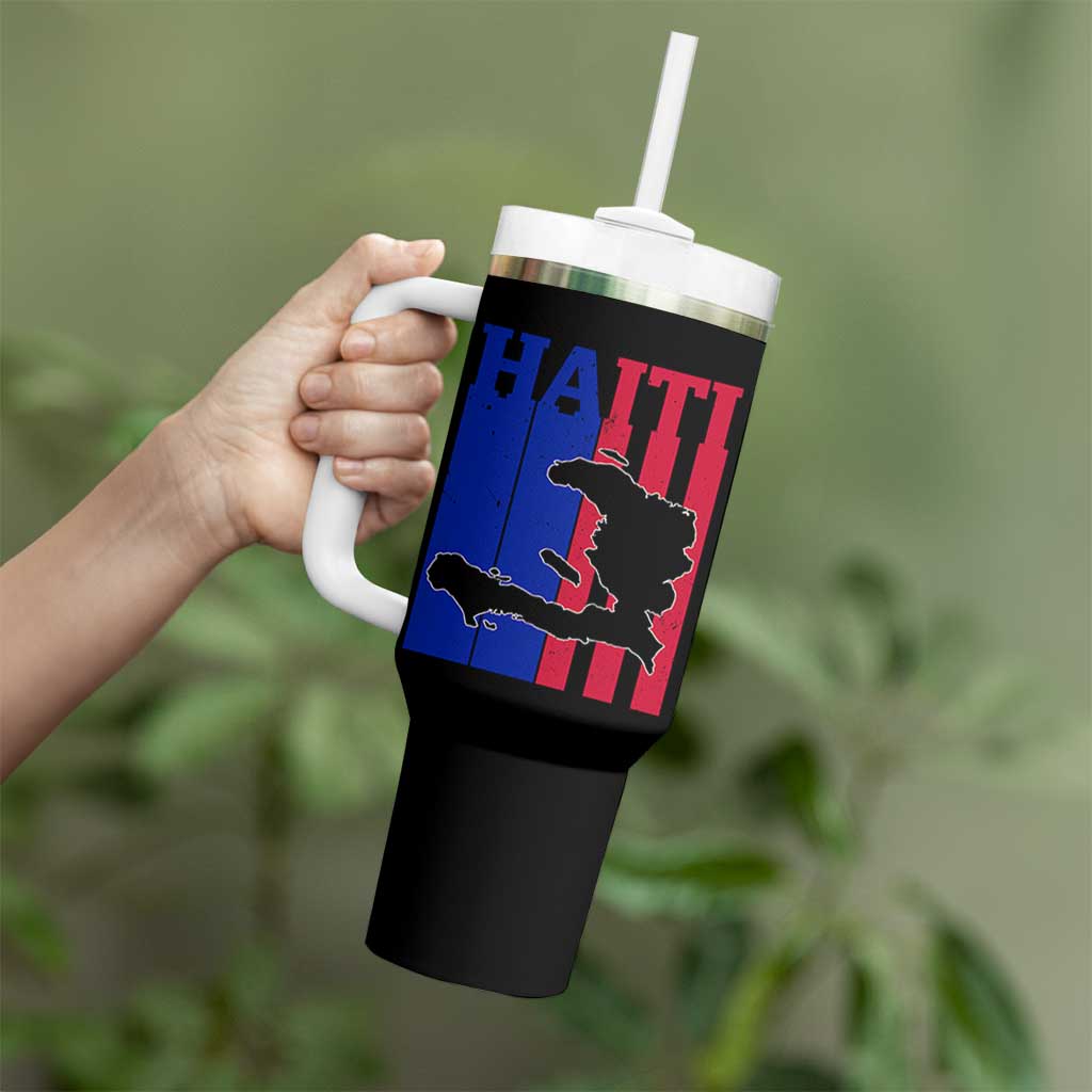 Vintage Retro Map of Haiti Tumbler With Handle Haitian Heritage Pride Travel Souvenir
