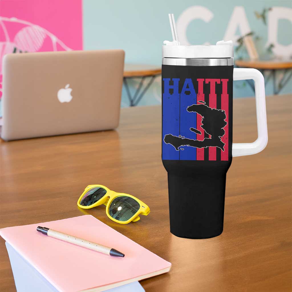 Vintage Retro Map of Haiti Tumbler With Handle Haitian Heritage Pride Travel Souvenir