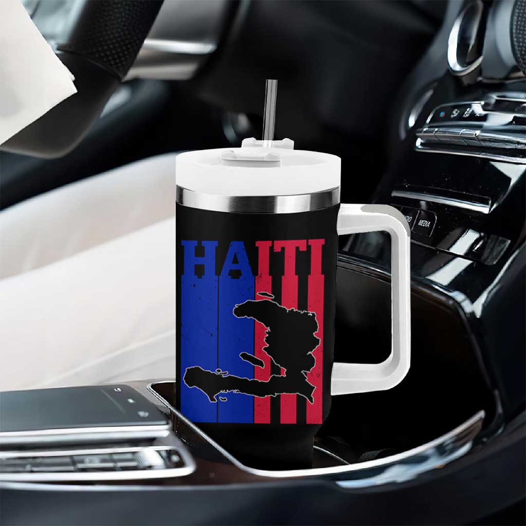 Vintage Retro Map of Haiti Tumbler With Handle Haitian Heritage Pride Travel Souvenir