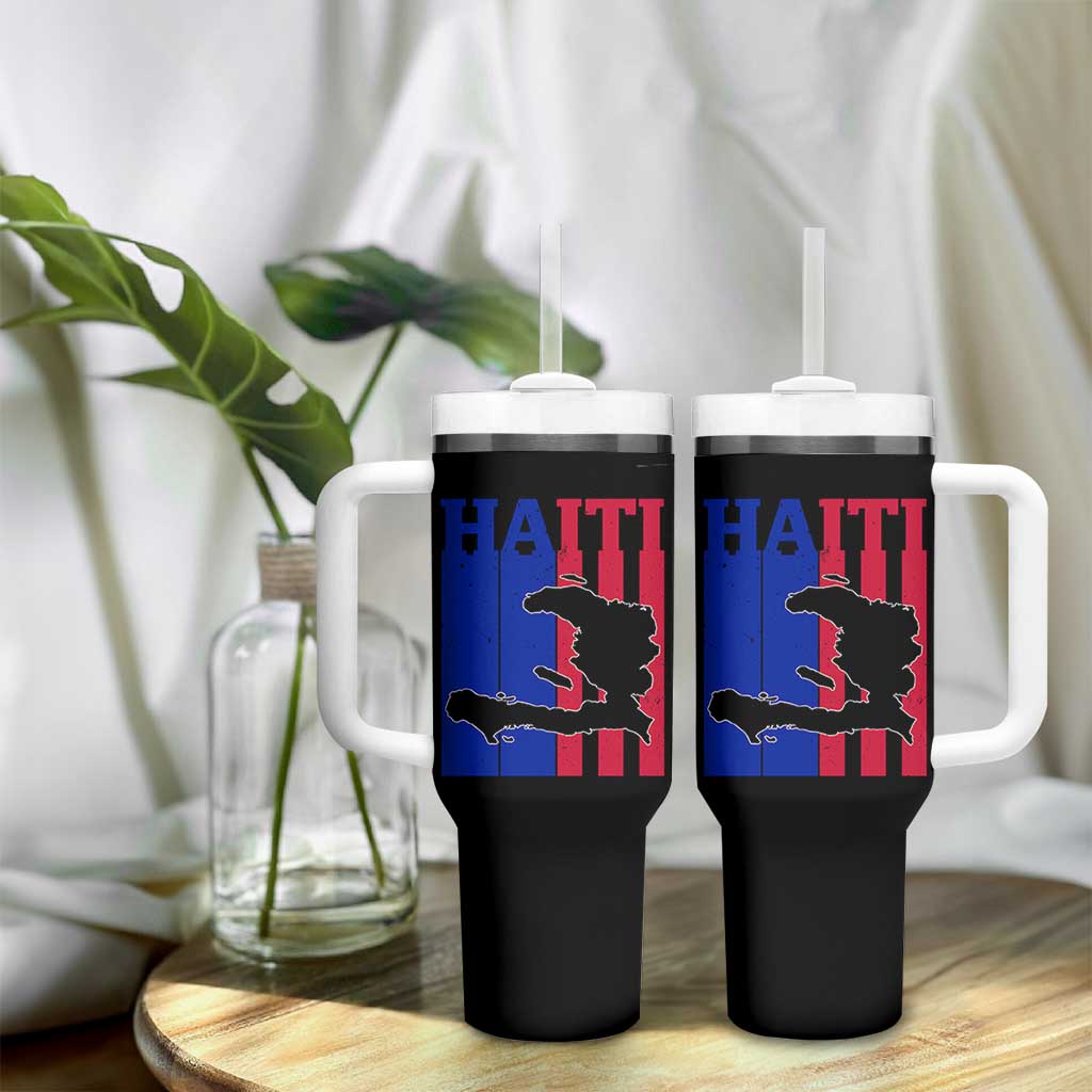Vintage Retro Map of Haiti Tumbler With Handle Haitian Heritage Pride Travel Souvenir