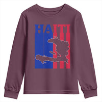 Vintage Retro Map of Haiti Youth Sweatshirt Haitian Heritage Pride Travel Souvenir