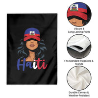 Beautiful Haitian Girl in Flag Baseball Cap Garden Flag Haiti Heritage Pride