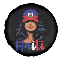 Beautiful Haitian Girl in Flag Baseball Cap Spare Tire Cover Haiti Heritage Pride