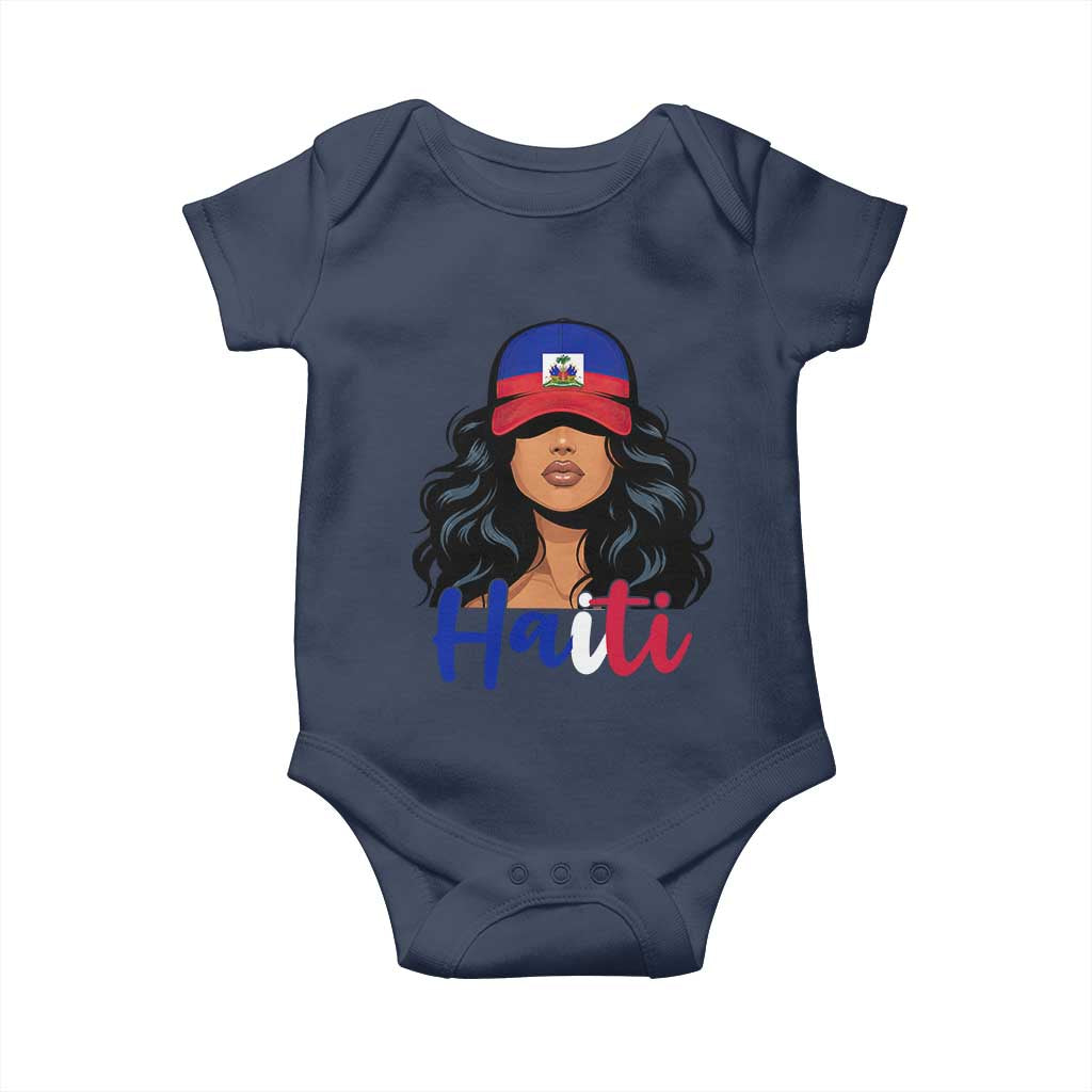 Beautiful Haitian Girl in Flag Baseball Cap Baby Onesie Haiti Heritage Pride