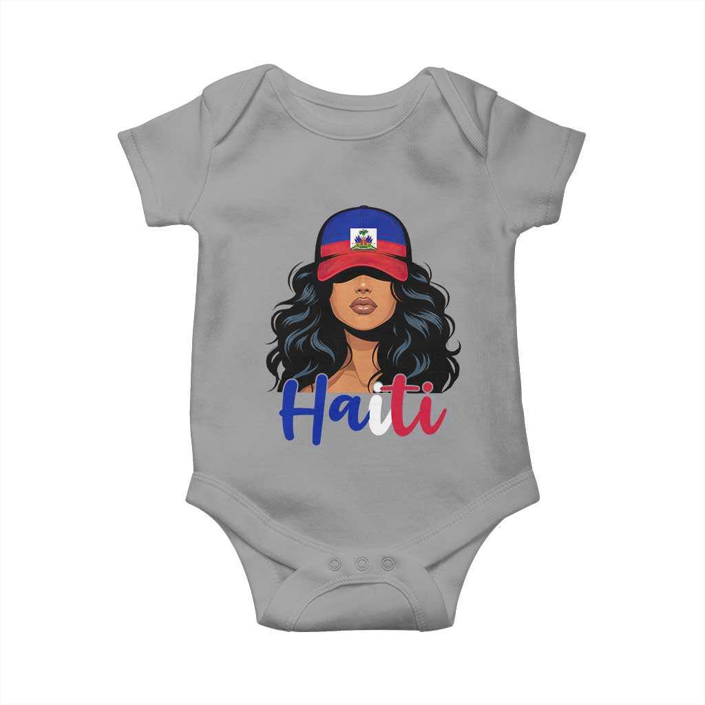 Beautiful Haitian Girl in Flag Baseball Cap Baby Onesie Haiti Heritage Pride