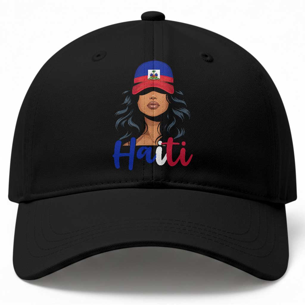 Beautiful Haitian Girl in Flag Baseball Cap Baseball Cap Haiti Heritage Pride