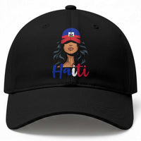 Beautiful Haitian Girl in Flag Baseball Cap Baseball Cap Haiti Heritage Pride