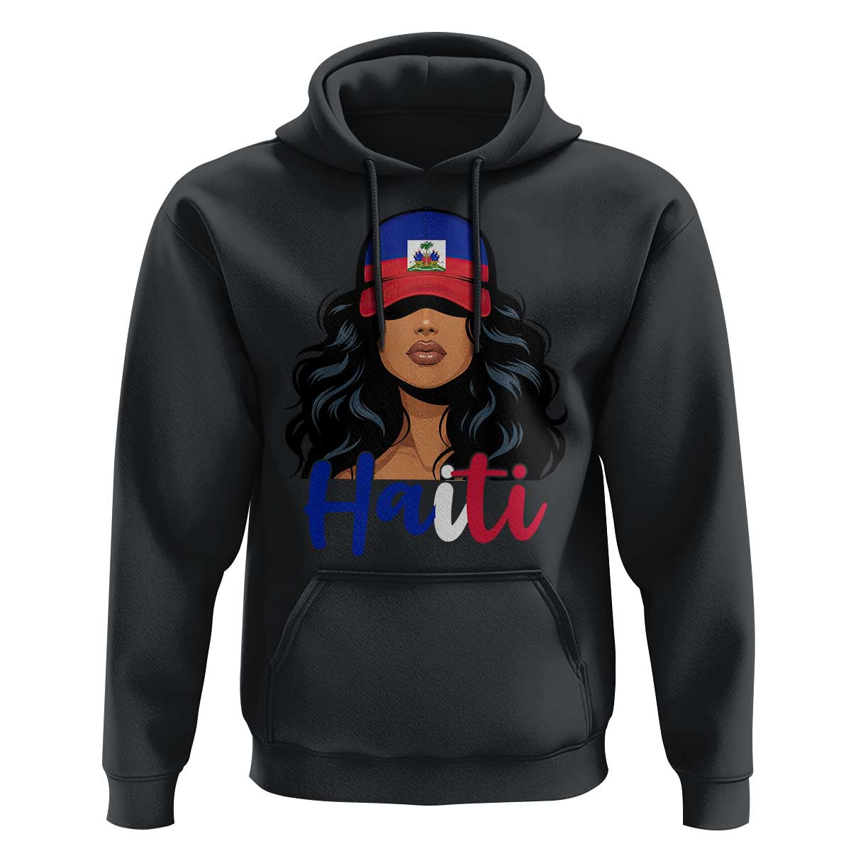 Beautiful Haitian Girl in Flag Baseball Cap Hoodie Haiti Heritage Pride