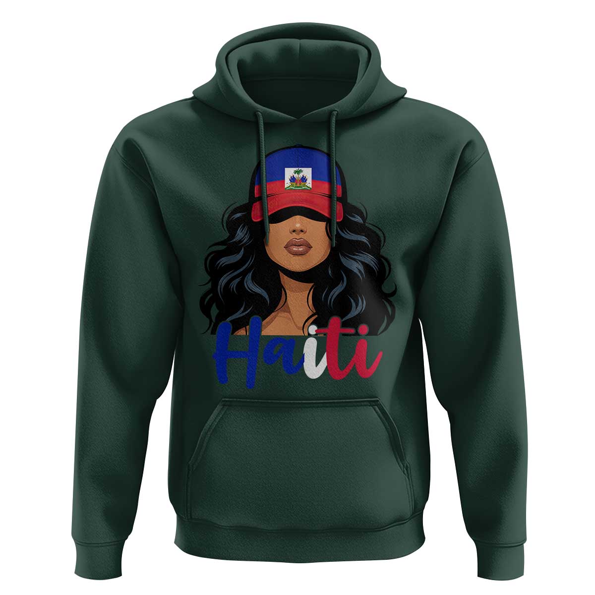 Beautiful Haitian Girl in Flag Baseball Cap Hoodie Haiti Heritage Pride