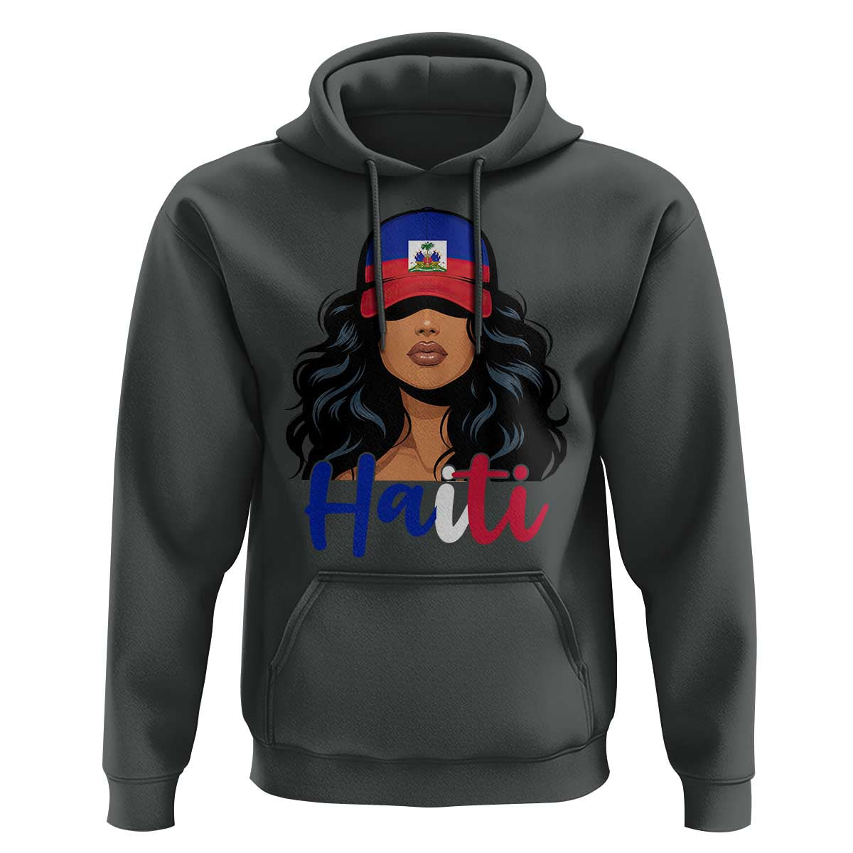 Beautiful Haitian Girl in Flag Baseball Cap Hoodie Haiti Heritage Pride