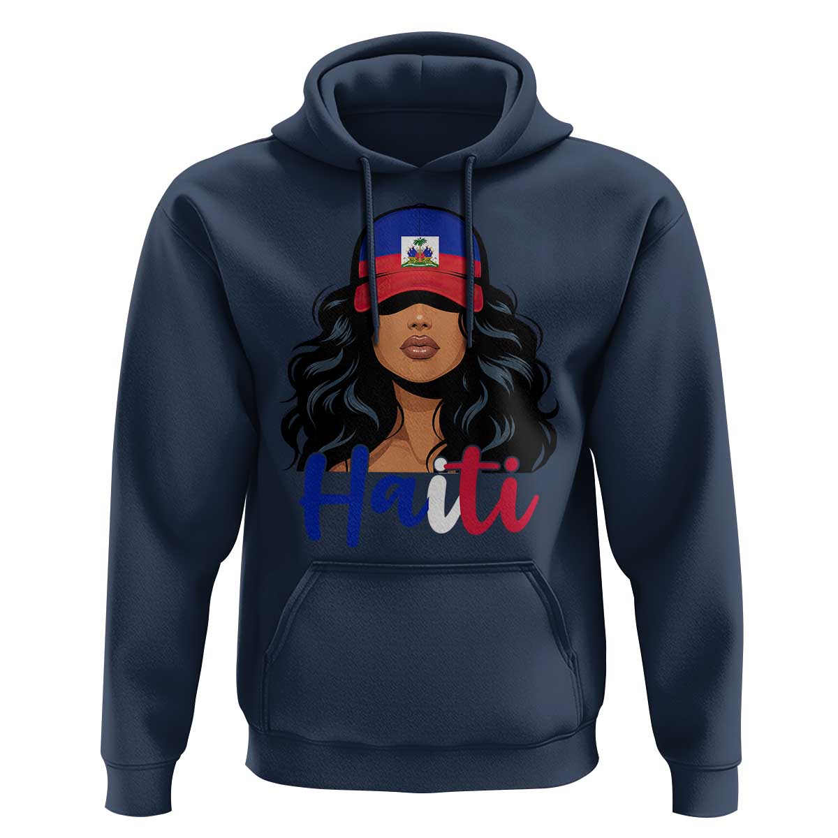 Beautiful Haitian Girl in Flag Baseball Cap Hoodie Haiti Heritage Pride