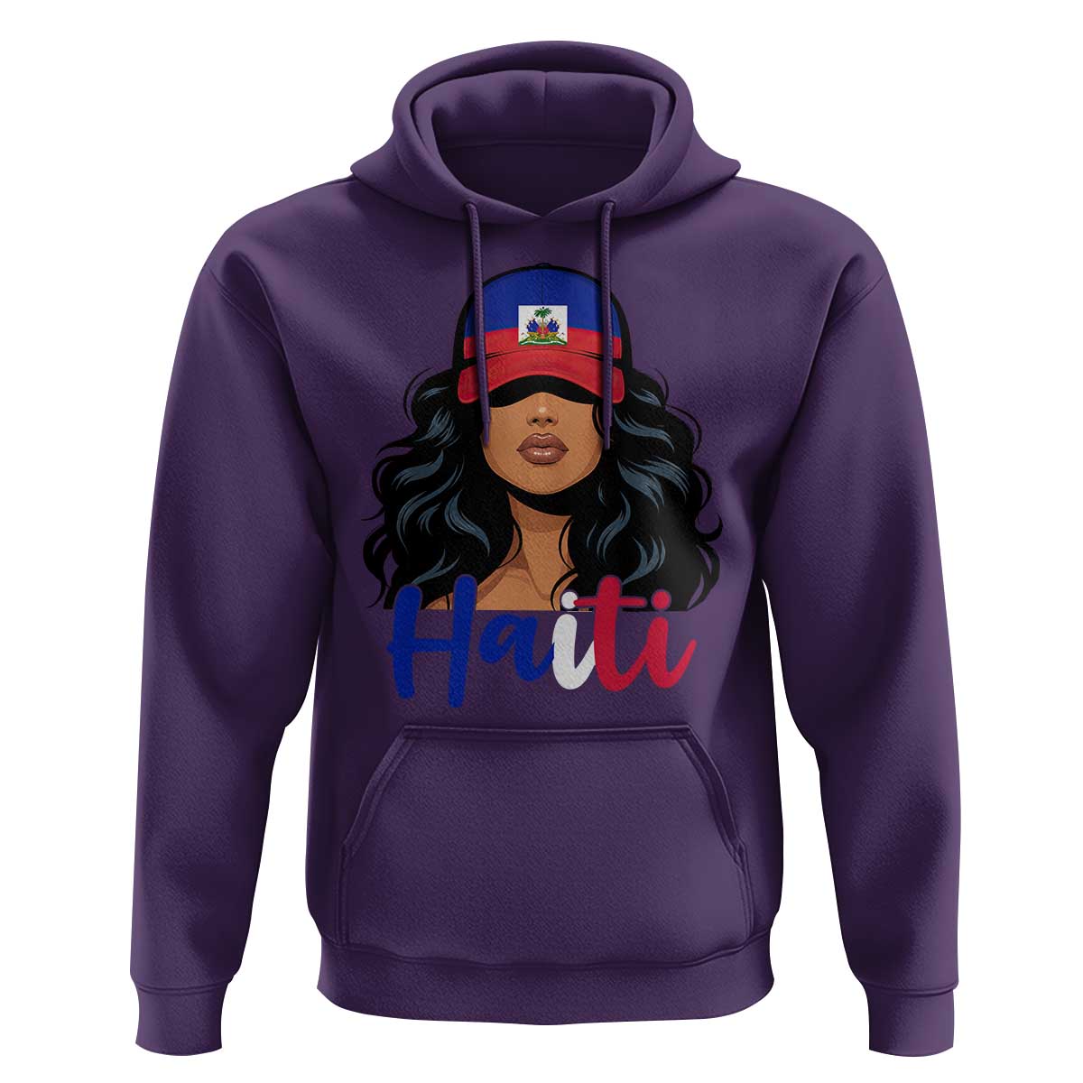 Beautiful Haitian Girl in Flag Baseball Cap Hoodie Haiti Heritage Pride