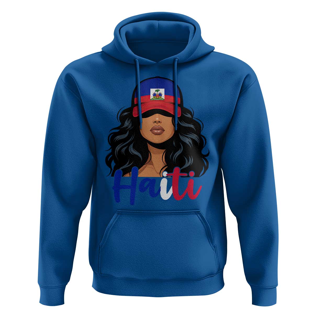 Beautiful Haitian Girl in Flag Baseball Cap Hoodie Haiti Heritage Pride