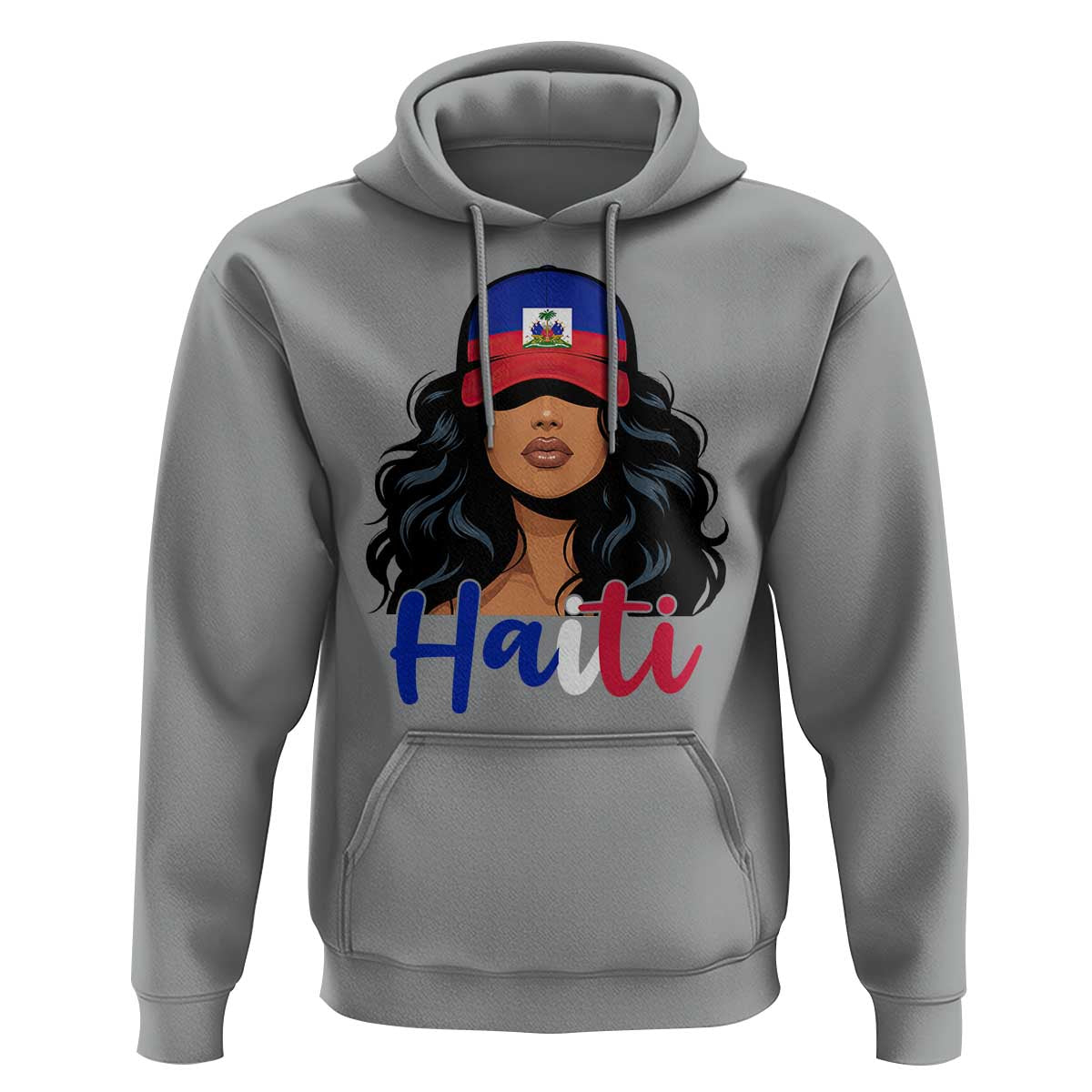 Beautiful Haitian Girl in Flag Baseball Cap Hoodie Haiti Heritage Pride