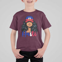 Beautiful Haitian Girl in Flag Baseball Cap T Shirt For Kid Haiti Heritage Pride
