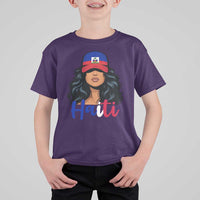 Beautiful Haitian Girl in Flag Baseball Cap T Shirt For Kid Haiti Heritage Pride