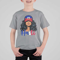 Beautiful Haitian Girl in Flag Baseball Cap T Shirt For Kid Haiti Heritage Pride