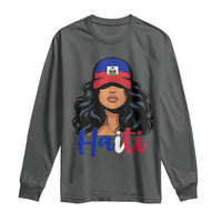 Beautiful Haitian Girl in Flag Baseball Cap Long Sleeve Shirt Haiti Heritage Pride