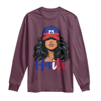 Beautiful Haitian Girl in Flag Baseball Cap Long Sleeve Shirt Haiti Heritage Pride