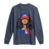 Beautiful Haitian Girl in Flag Baseball Cap Long Sleeve Shirt Haiti Heritage Pride
