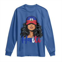 Beautiful Haitian Girl in Flag Baseball Cap Long Sleeve Shirt Haiti Heritage Pride