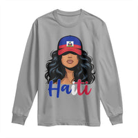 Beautiful Haitian Girl in Flag Baseball Cap Long Sleeve Shirt Haiti Heritage Pride