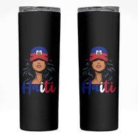 Beautiful Haitian Girl in Flag Baseball Cap Skinny Tumbler Haiti Heritage Pride