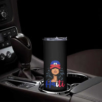 Beautiful Haitian Girl in Flag Baseball Cap Skinny Tumbler Haiti Heritage Pride